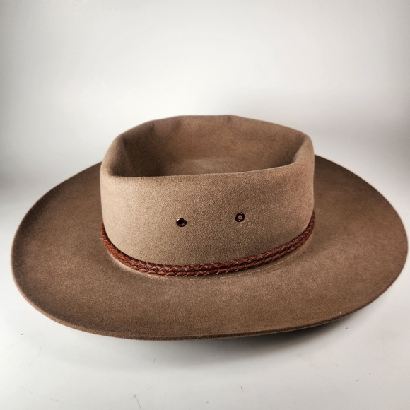 AKUBRA Drover Cowboy Hat Size 56 Brown Pure Rabbit Fur Felt Australian Western - Picture 2 of 13